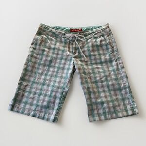 3/$25 Sale! Guess Jeans Women's‎ Bermuda Shorts Size 29 White Teal Plaid